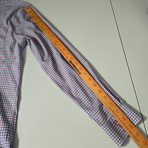 Johnnie-O Shirt Mens Medium Blue Red Plaid Button Up Prep-formance‎ Long Sleeve - Picture 10 of 12